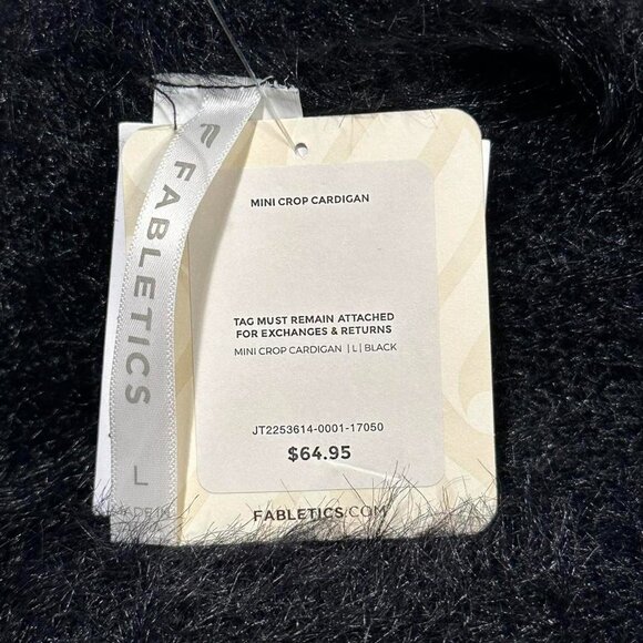 Fabletics Mini Crop Cardigan in Faux Mohair Black - Picture 5 of 6